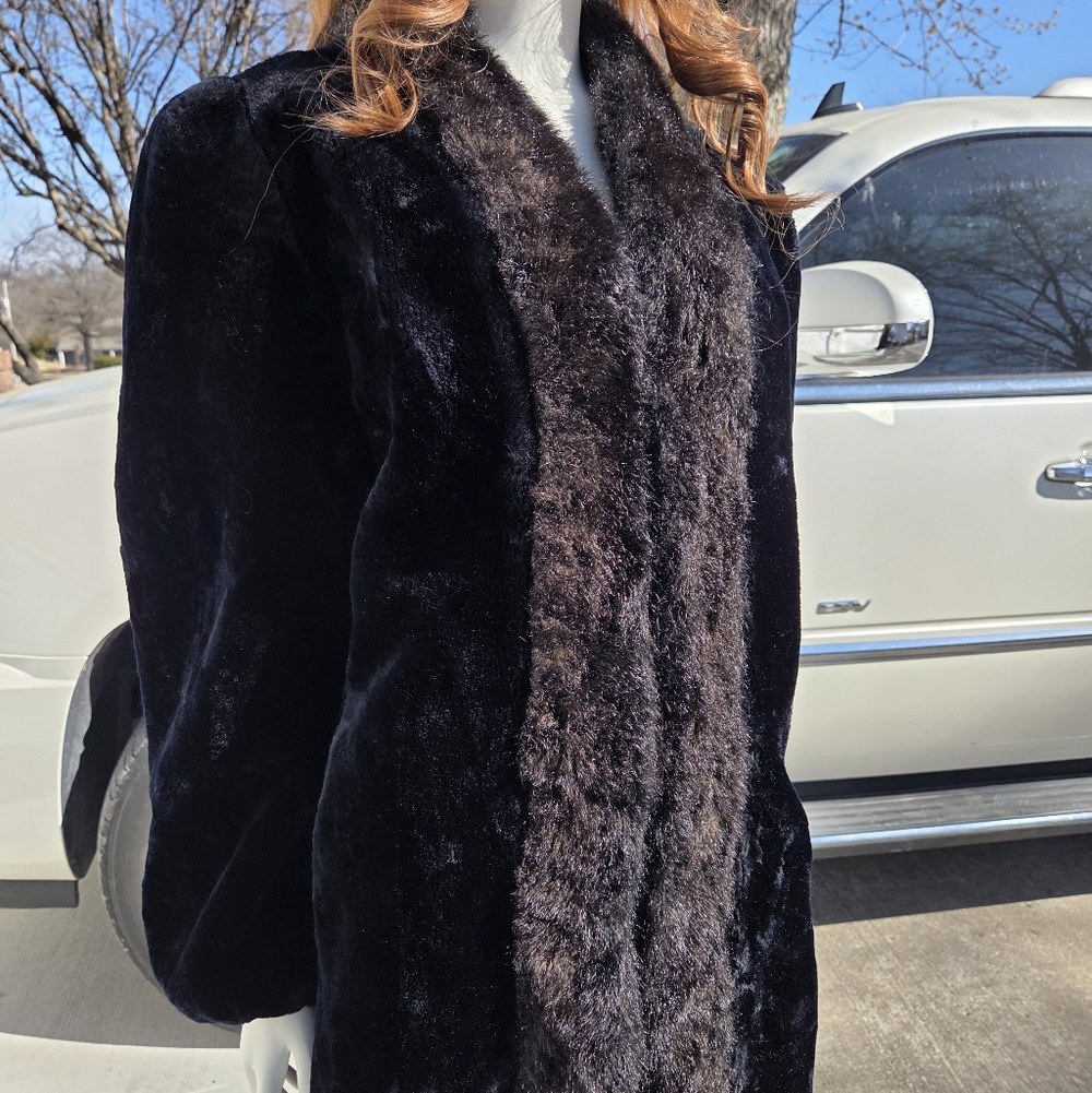 Jordache Vintage 80's Black Faux Fur Teddy Coat